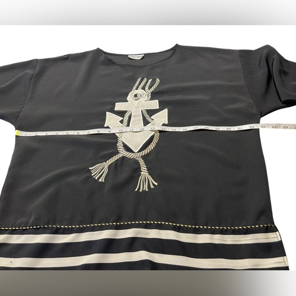 Amy Jess Black Nautical Anchor Top with some gold trim - Picture 6 of 11